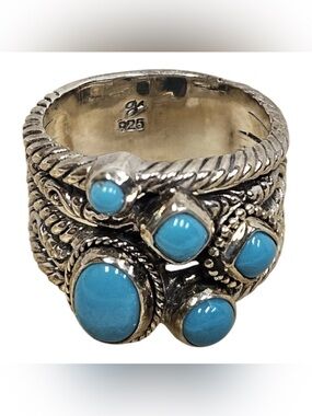 Samuel B. Sterling Silver Sleeping Beauty Turquoise Ring Sz 10
